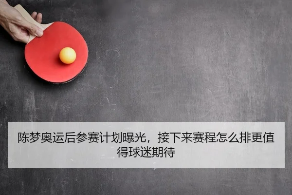 陈梦奥运后参赛计划曝光，接下来赛程怎么排更值得球迷期待